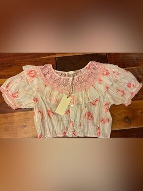 LoveShackFancy Elania crop top in cherry soda